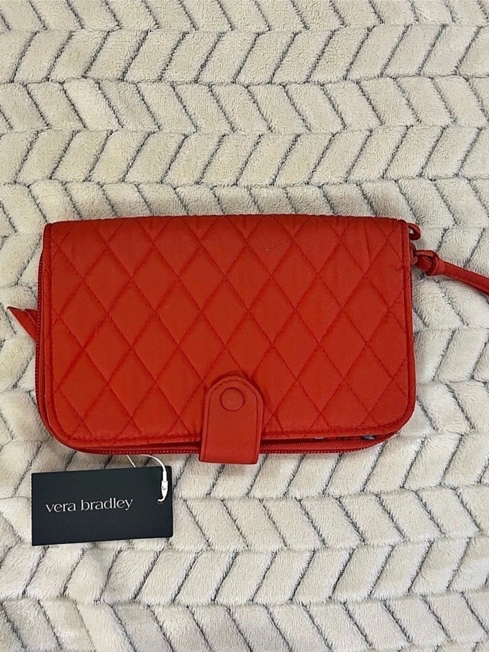 Vera Bradley Large Tab Wallet Quilted Floral Orange and Blue NWT